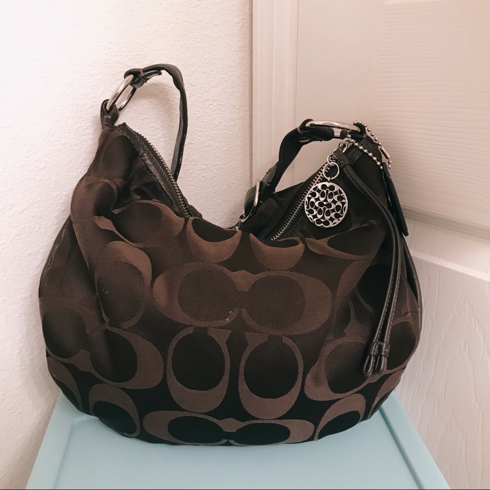 Coach Signature Rare Hobo Shoulder Bag In Sateen
